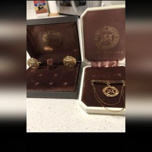Pre- Owned Japan Softball Association Cuff links &  Pin/ Brooch